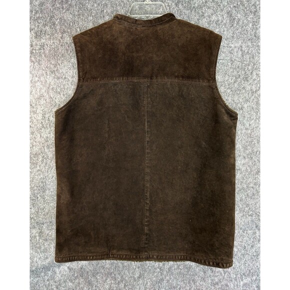 J.jill Leather Vest Sherpa Lined Button Front Pockets Brown Size Medium - Picture 5 of 8
